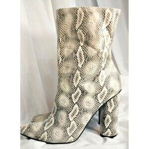 Cape Robbin Snake Reptile Print High Round Heel Shoes Booties Boots Women's 9M